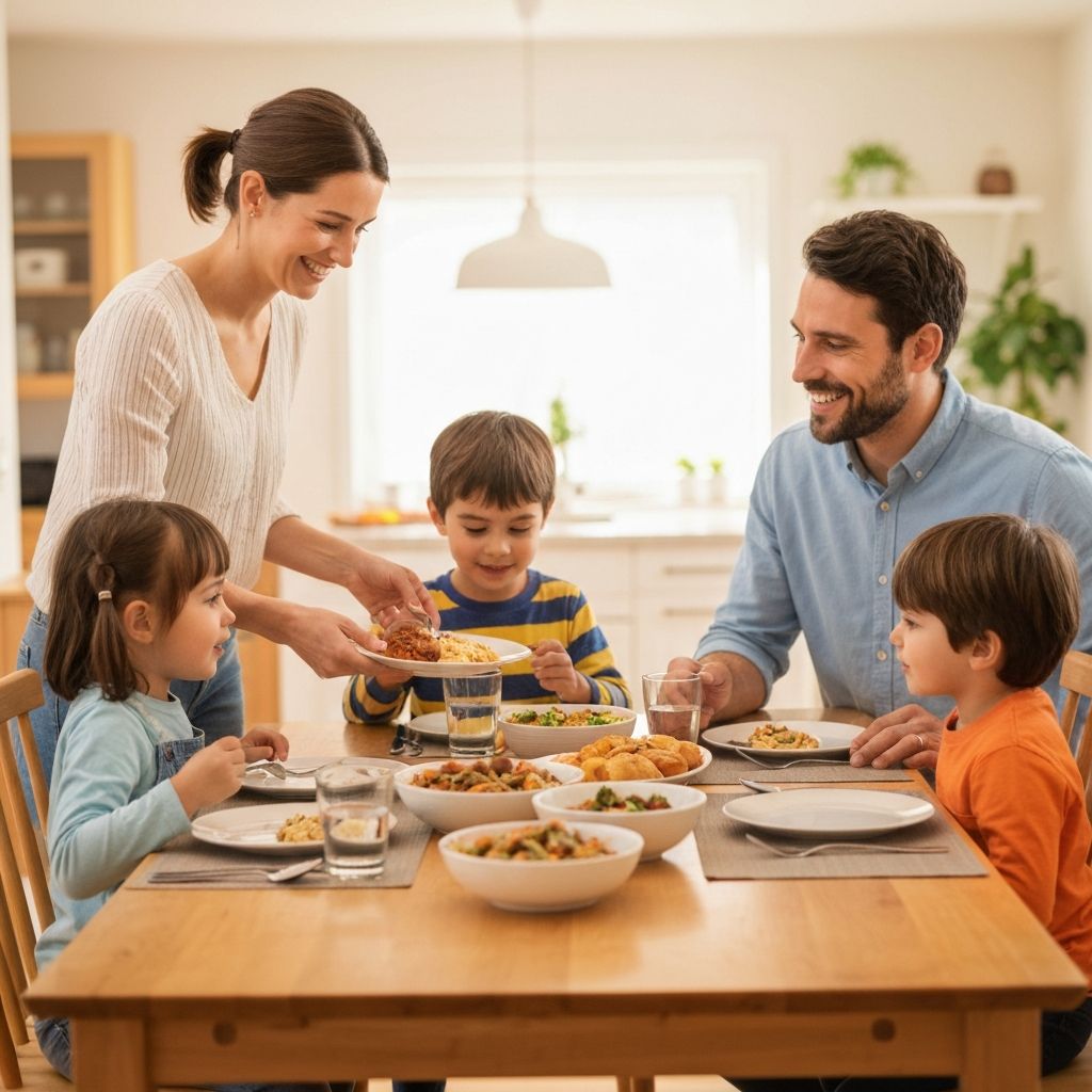 Menschen beim gemeinsamen Essen am Tisch